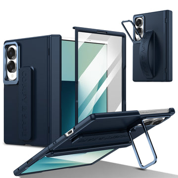 Husa pentru Samsung Z Fold 8, pentru Samsung Galaxy Z Fold 8, Suport Rabtabil Si Maner, Camera Bracket - Albastru