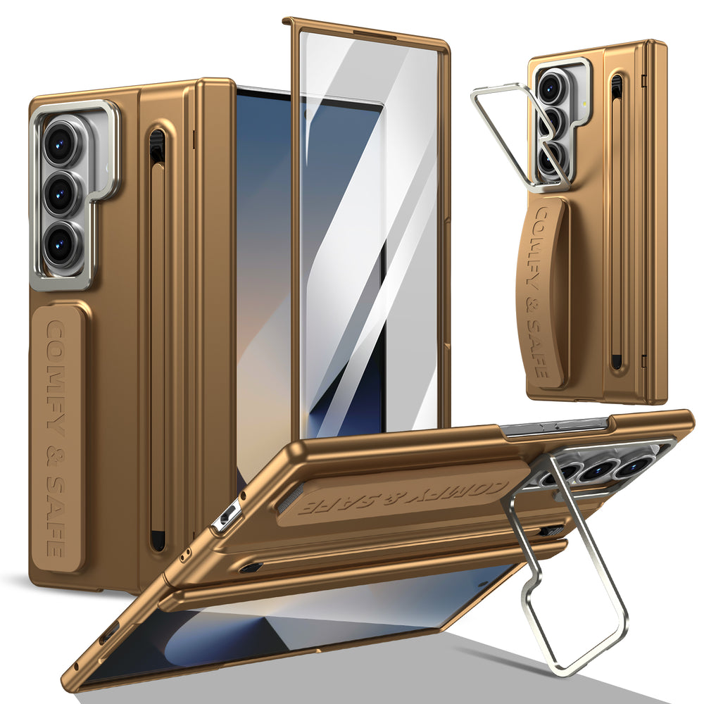 Husa pentru Samsung Z Fold 8 Ultra, pentru Samsung Galaxy Z Fold 8 Ultra, Suport Rabtabil Si Maner, TouchPen, Camera Bracket - Auriu