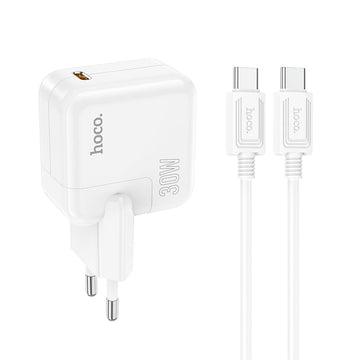Incarcator Retea + Cablu USB-C Hoco C112A, 30W, 1xUSB-C, PD - Alb