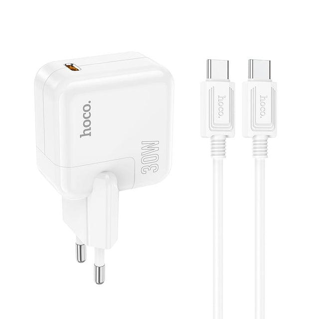 Incarcator Retea + Cablu USB-C Hoco C112A, 30W, 1xUSB-C, PD - Alb
