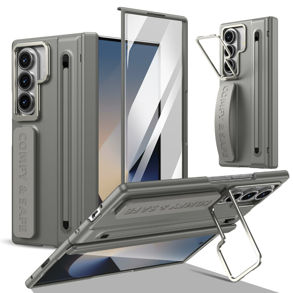 Husa pentru Samsung Z Fold 8 Ultra, pentru Samsung Galaxy Z Fold 8 Ultra, Suport Rabtabil Si Maner, TouchPen, Camera Bracket - Gri