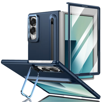 Husa pentru Samsung Z Fold 8, Pentru Samsung Galaxy Z Fold 8, Camera Bracket, Antisoc, Touchpen - Albastru