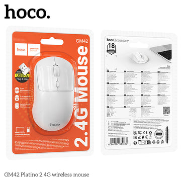Mouse Wireless Hoco GM42, 2.4G, 1600dpi | White