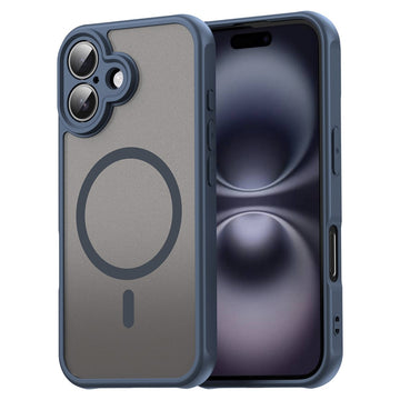 Husa MagFrost pentru iPhone 16 Plus, MagCase, Matte - Gri / Albastru