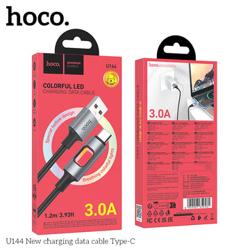 Cablu Date si Incarcare Hoco U144, USB-A la USB-C, 3A, 1.2m - Fast | negru