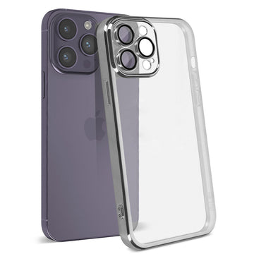 Husa Plating pentru iPhone 11 Pro, Silicon Slim, Clear - Argintiu
