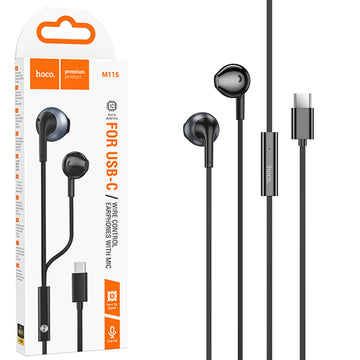 Casti cu Fir Hoco M115, In Ear, USB-C, 1.2m Cablu - Negru