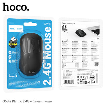 Mouse Wireless Hoco GM42, 2.4G, 1600dpi | Black