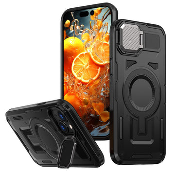 Husa UrbanMag pentru iPhone 15 Pro, Hybrid, Armor MagCase, CamBracket - Negru