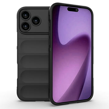 Husa Wave pentru iPhone 17 Pro Max, Grip Microfiber, ShockProof - Night negru