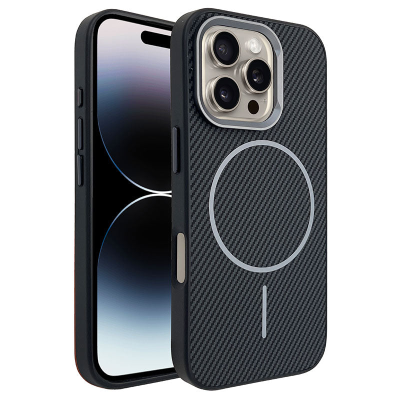 Husa MagFiber - iPhone 16 Plus, Carbon MagCase, AntiShock, Black