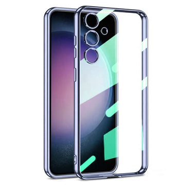 Husa Plating pentru Samsung S21, Silicon Slim, Clear - Albastru