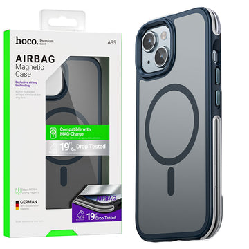 Husa Hoco AS5 pentru iPhone 15 Plus, MagSafe, Grip honeEdge, Frosted - Albastru