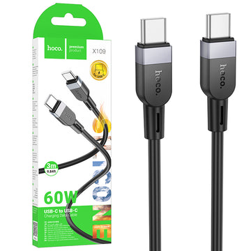 Cablu Date si Incarcare Hoco X109, USB-C, PD60W, QC3.0, 3A, 3m - Negru