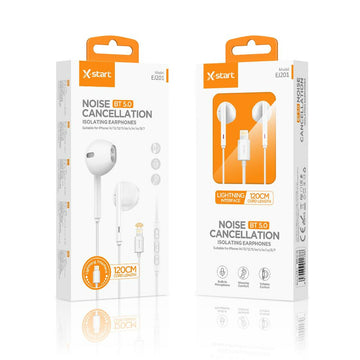 Casti cu Fir X-Start EJ201i, In Ear, 3.5mm, 1.2m, Mic & Volume Key, Bluetooth Conect - Alb