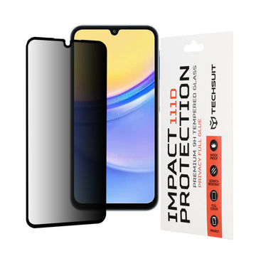 Folie Privacy pentru Samsung A15, TempeRed Glass, AntiSpy - Contur negru