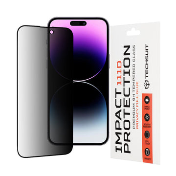 Folie Privacy pentru iPhone 14 Pro Max, Full Glass - Transparent / Negru