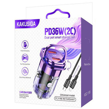 Incarcator Kaku KSC-1195 Auto + Cablu Lightning - Mov