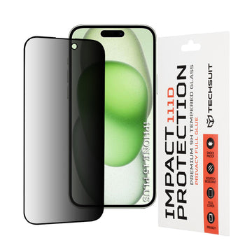 Folie Privacy pentru iPhone 15 Plus, TempeRed Glass, AntiSpy - Contur negru