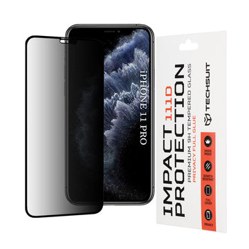 Folie Privacy pentru iPhone 11 Pro, X / Xs, Full Glass - Transparent / Negru