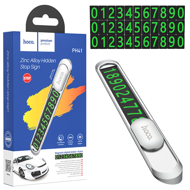 Hoco (PH41) - Numar parcare Temporar, montaj Bord, Metalizat, Silver