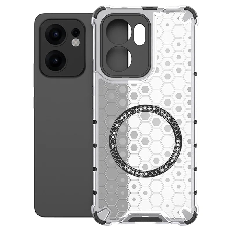 Husa HoneyComb - Oppo Reno 13F, Magnet MagCase, AntiDrOppo Corners, White