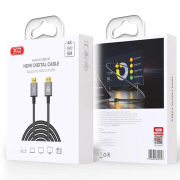 Cablu Audio si Video XO GB017B, HDMI la HDMI, HD 4k, 5m - Gri inchis