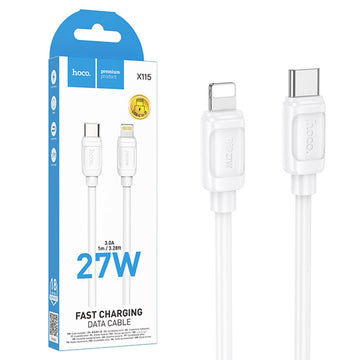 Cablu Date si Incarcare Hoco X115, USB-C la Lightning, PD27W, QC3.0, 1m - Alb