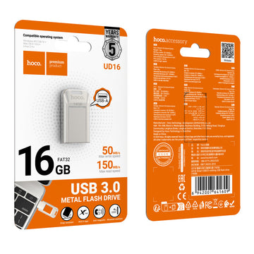 Stick Hoco UD16, Memory Stick, 16GB, USB-C 3.0, FastSpeed, Smart Drive - Gri
