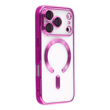 Husa Plating Luxury pentru iPhone 17, cu MagSafe, ElectroEdge, Pink - Transparent