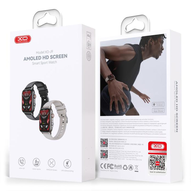 XO (J9) - Ceas SmartWatch, Amoled, BT 5.0, 250mAh, Chu Bird, Square Sport, Silver