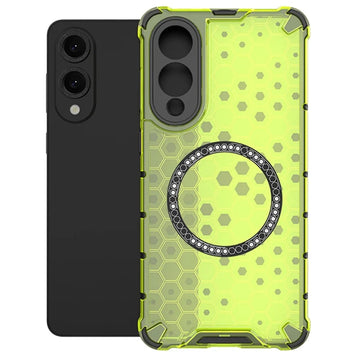Husa HoneyComb pentru Samsung S25 Edge, Magnet MagCase, AntiDrop Corners - Verde