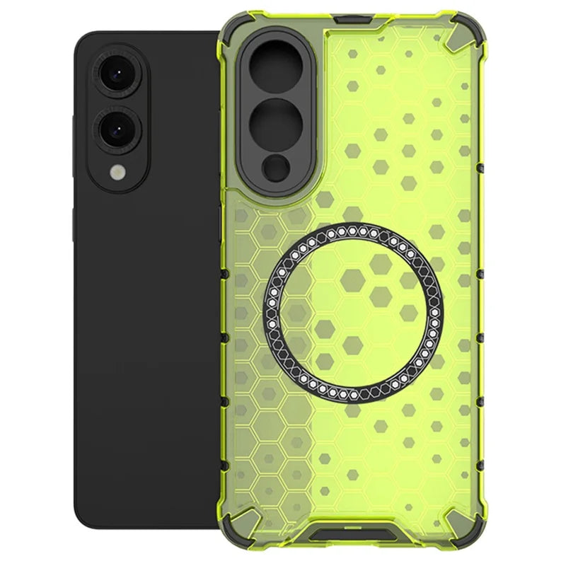 Husa HoneyComb - Samsung S25 Edge, Magnet MagCase, AntiDrOppo Corners, Green