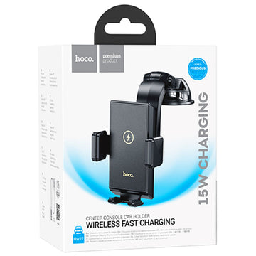 Suport Auto cu Incarcare Wireless Hoco HW22, cu Cleme Laterale, Montaj Bord, AutoGravity - Negru