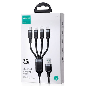 Cablu Date si Incarcare Joyroom S-A18, USB-A la 2x Lightning/microUSB/USB-C, 4in1, 1.2m - Negru