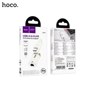 Adaptor OTG Hoco UA41, USB la Retea Ethernet 100Mbps - Alb