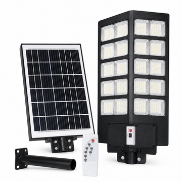Lampă stradală solară LED 1000W cu telecomandă, senzor de mișcare, panou solar, protecție IP67, negru