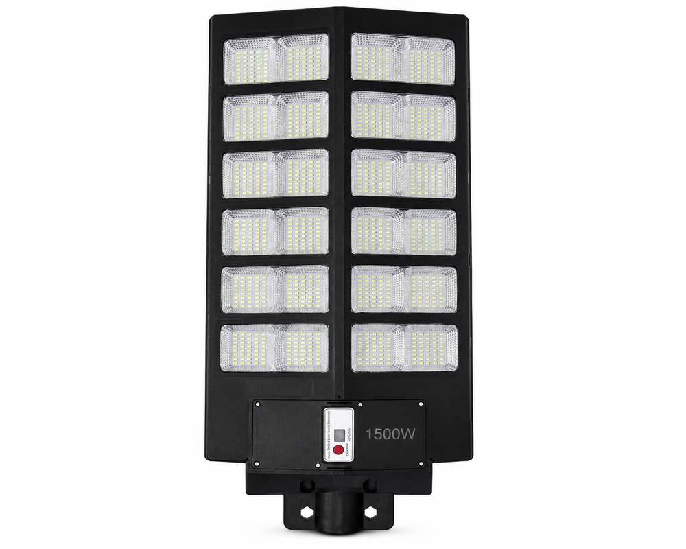 Lampa stradala solara LED 1500W cu telecomanda, senzor de mișcare, panou solar, protecție IP67, negru