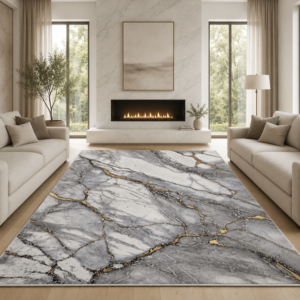 Covor Modern Carrara Livario White Gold