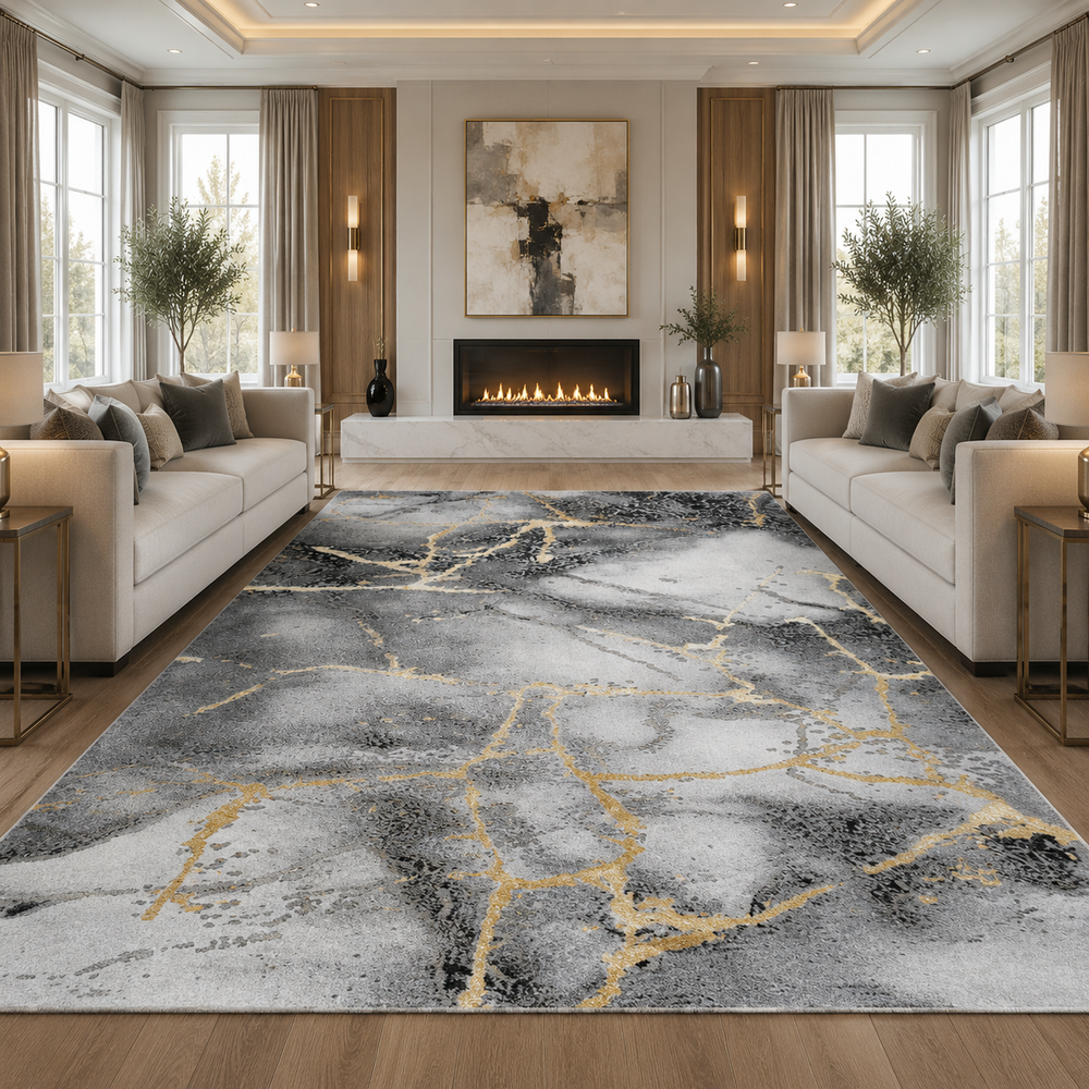 Covor Livario Imperial Effect Gresie Gri Gold