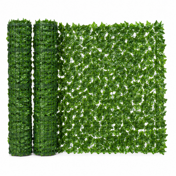 Set 2 x Gard viu artificial Pexor P046, 300 x 100 cm fiecare, dimensiune totală 600 x 100 cm, 2000 frunze dese, protecție intimitate, rezistent UV, verde natural
