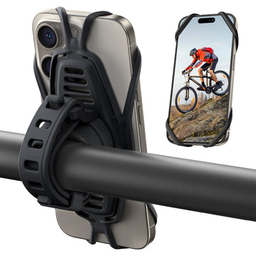 Suport Moto/Bike Joyroom JR-ZS382, Montaj Ghidon, SiliconBand, Shockproof, 4 Corners - Negru