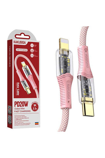 Cablu Date si Incarcare Kaku KSC-809, USB-C la Lightning, PD20W, QC3.0 - Roz