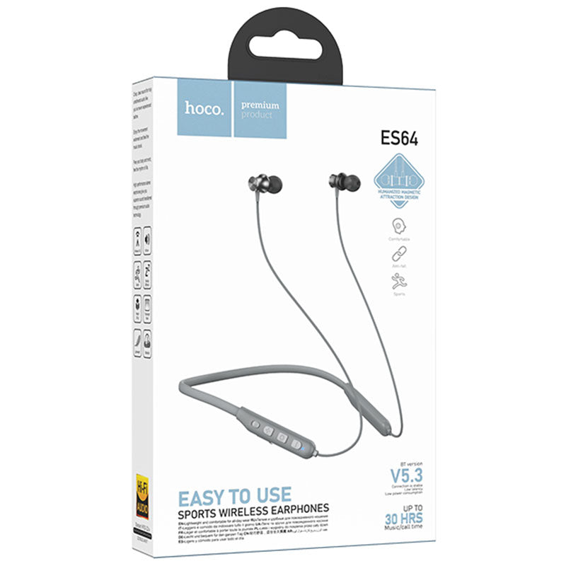 Hoco (ES64) - Casti Wireless, InEar, Neck-Mount, BT 5.3, 200mAh, 30h, GREY