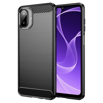 Husa Brush pentru Samsung A07, TPU, Metall Look - Negru