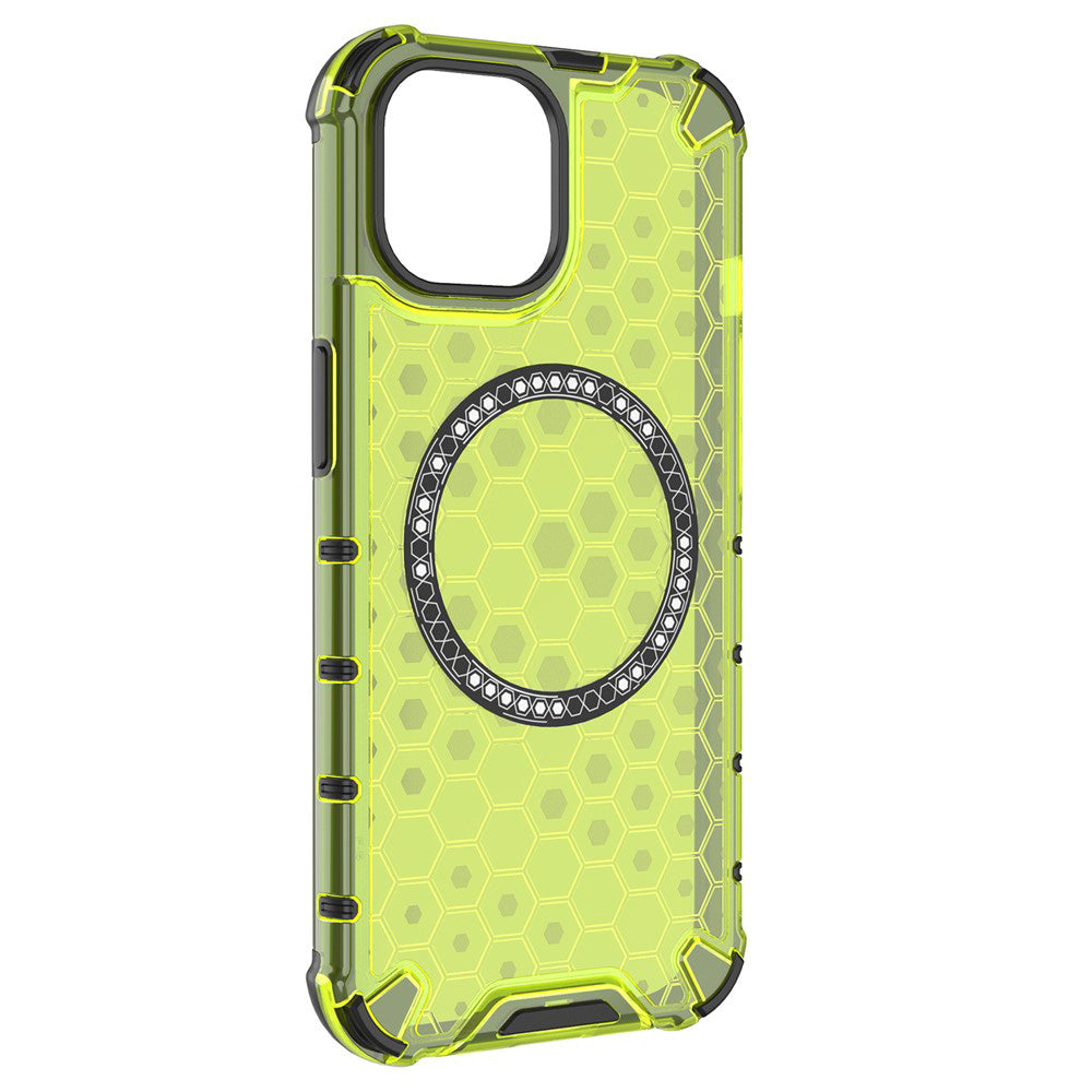 Husa HoneyComb - iPhone 15 Pro Max, Magnet MagCase, AntiDrOppo Corners, Green