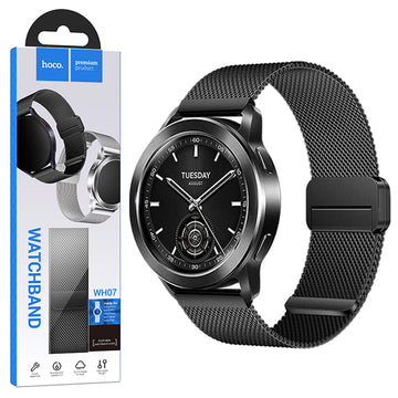 Hoco WH07, Curea Metalica, Universala, Conectori 22 Mm, Magnet, Stainless - Milanese negru