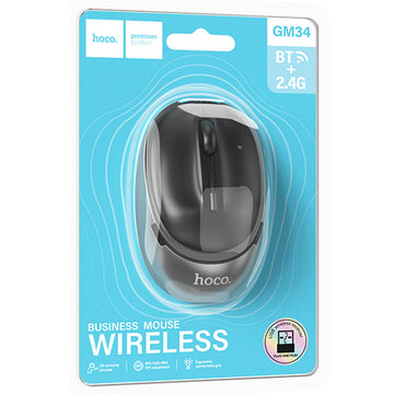 Mouse Dual Hoco GM34, BT 5.0/ Wireless 2.4G, 1.600 DPI, 4D Button, Nuevo - Negru / Gri