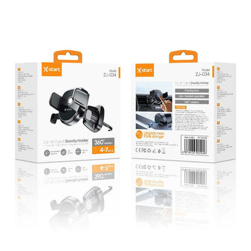 Suport Auto X-Start ZJ34, Montaj Ventilatie, 360°, Cleme, AutoLock - Negru
