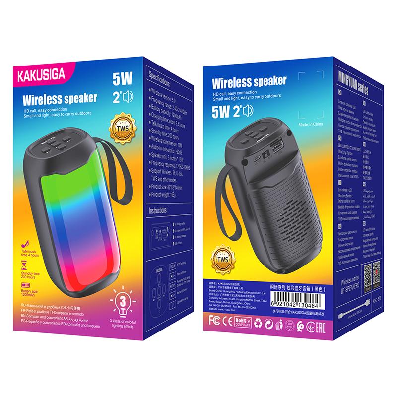 Kaku (KSC-823) - Boxa Portabila, Wireless BT 5.0, 1.5W, 1200mAh, TF card, Ambient Light, Black